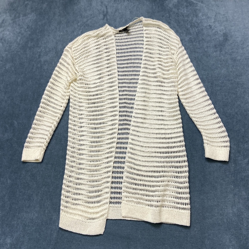 Mango Lurex Cardigan Sweater Womens Small Beige Open Knit Long Sleeve Outdoor